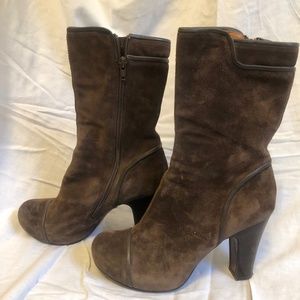 Beautiful Chie Mihara Dark Brown Suede Leather Boots with 1” platform